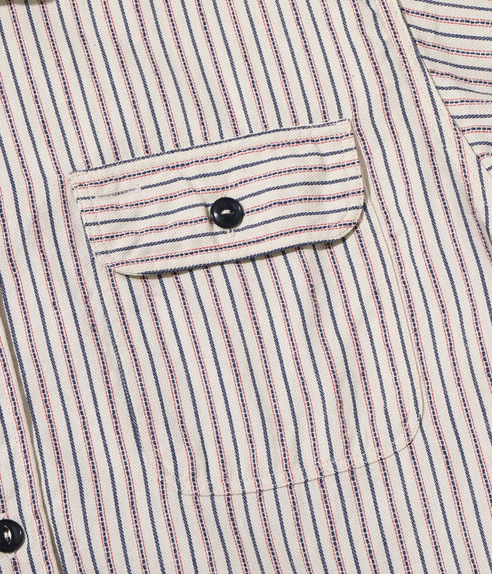 SC39306 DOBBY STRIPE WORK SHIRT (SHORT SLEEVE) - OFF WHITE
