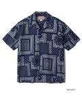 SC39465 NATIVE AMERICAN BANDANA PATCHWORK PRINT OPEN SHIRT - NAVY