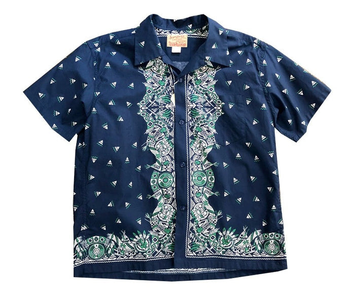 SC39466 NATIVE AMERICAN BANDANA PRINT OPEN SHIRT - NAVY