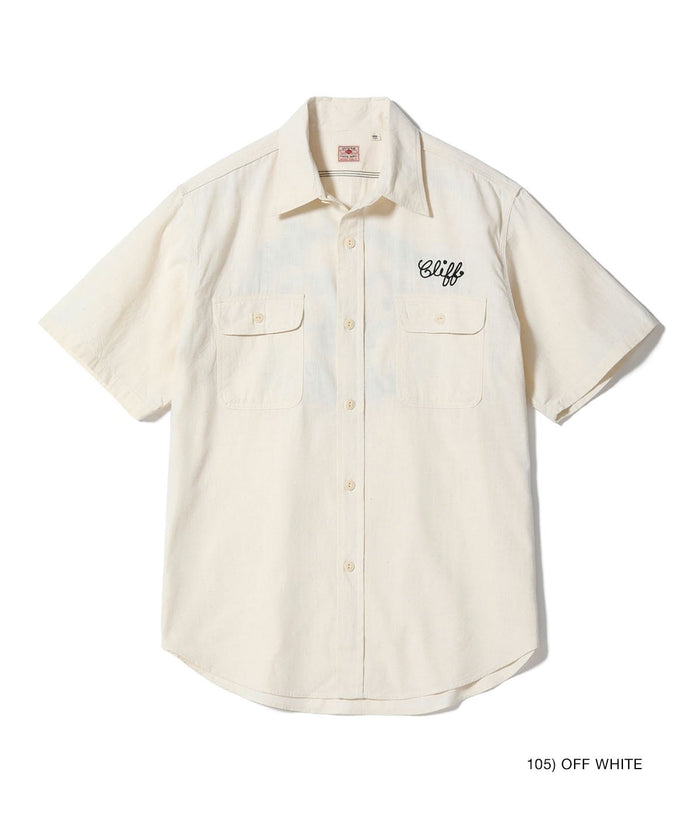 SC39527 CHAMBRAY WORK SHIRT WITH CHAIN ??EMBROIDERED - OFF WHITE