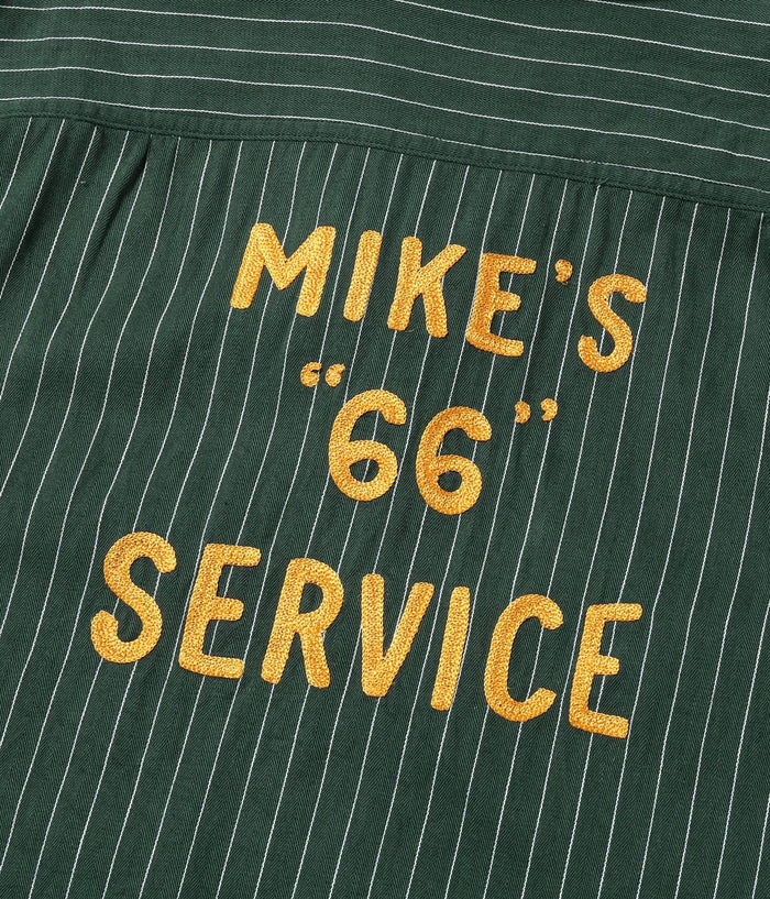 SC39528 COKE STRIPE WORK SHIRT WITH CHAIN EMBROIDERED - GREEN