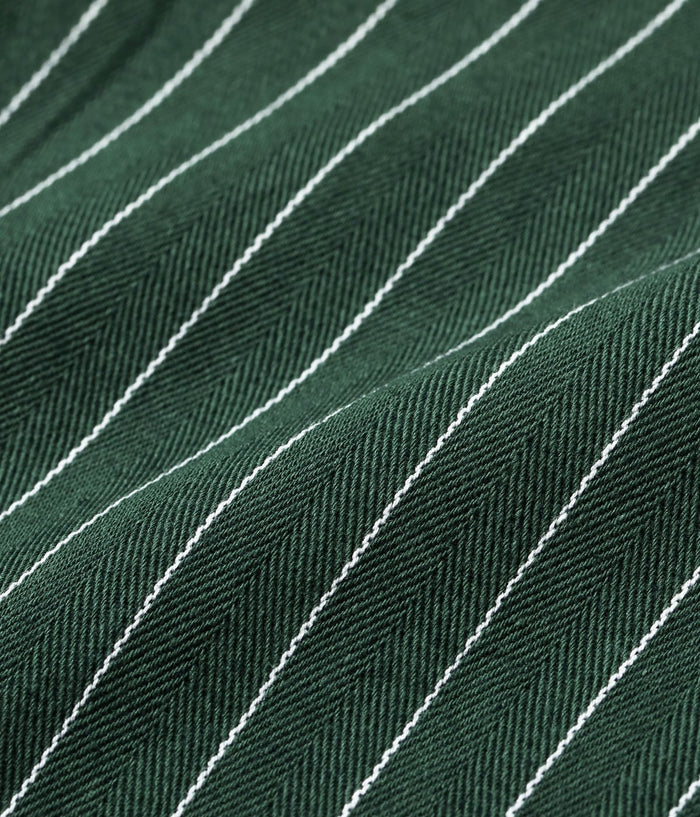 SC39528 COKE STRIPE WORK SHIRT WITH CHAIN EMBROIDERED - GREEN