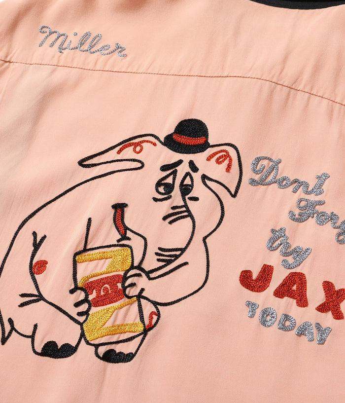 SE39458 RAYON BOWLING SHIRT “JAX BEER” - PINK