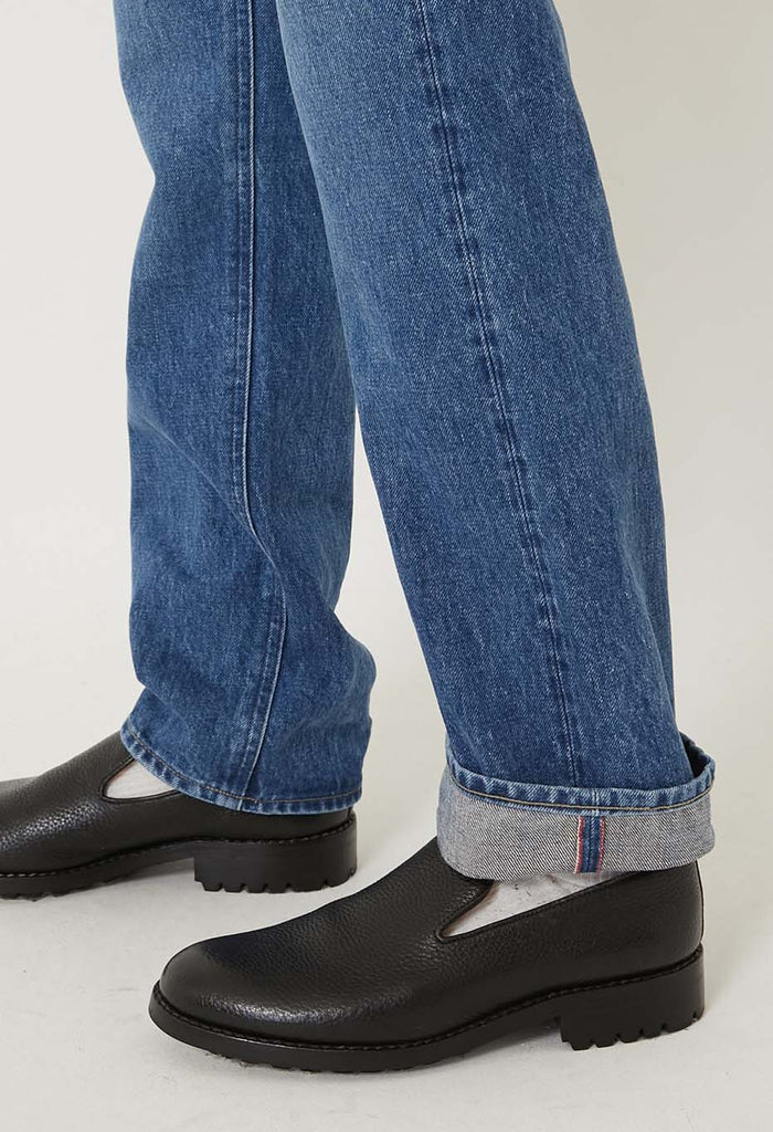 SELVEDGE DENIM FADE SLIM STRAIGHT JEANS - BLUE