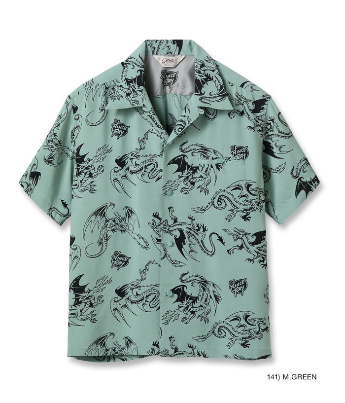 SH39309 HIGH DENSITY RAYON OPEN SHIRT “RETURN OF THE DRAGON BY VINCE RAY - MINT GREEN