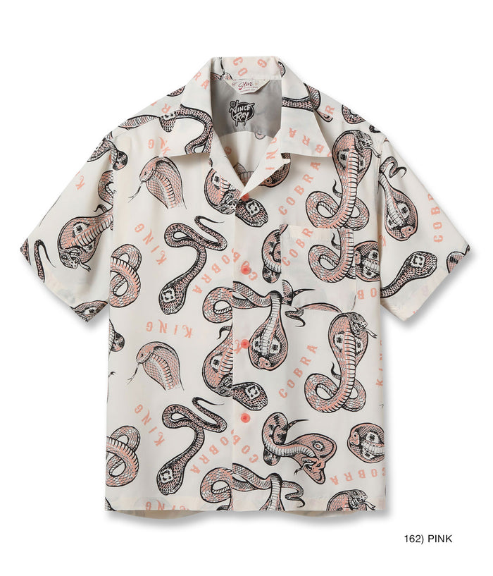 SH39488 HIGH DENSITY RAYON OPEN SHIRT “KING COBRA” by VINCE RAY - PINK
