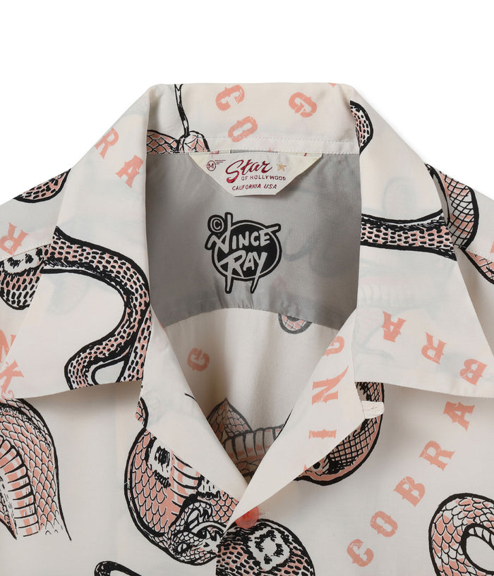 SH39488 HIGH DENSITY RAYON OPEN SHIRT “KING COBRA” by VINCE RAY - PINK