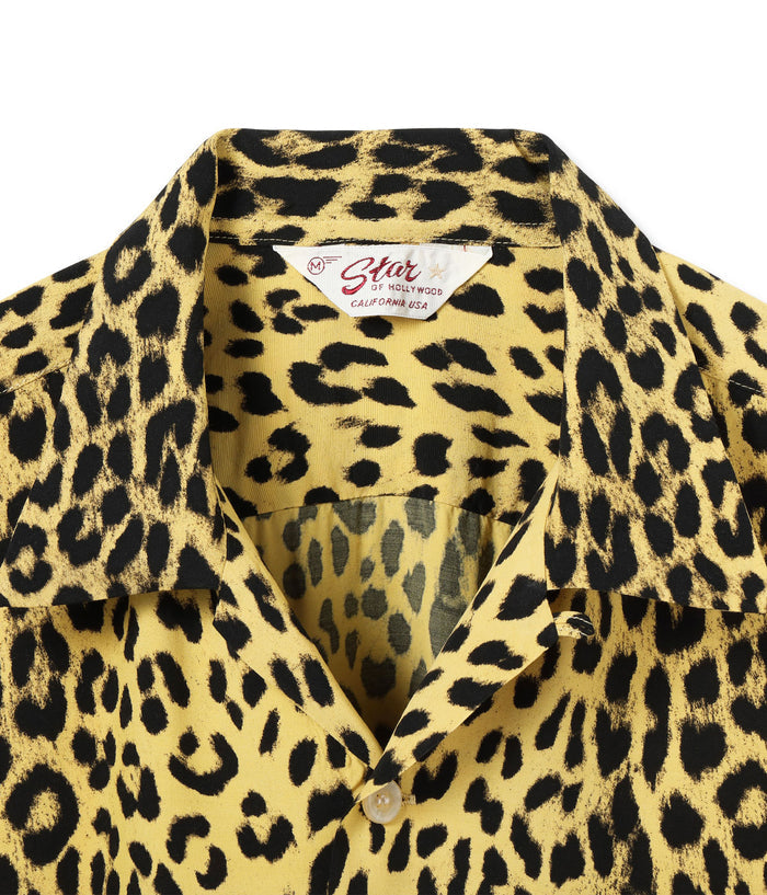 SH39490 HIGH DENSITY RAYON OPEN SHIRT “LEOPARD” - BEIGE
