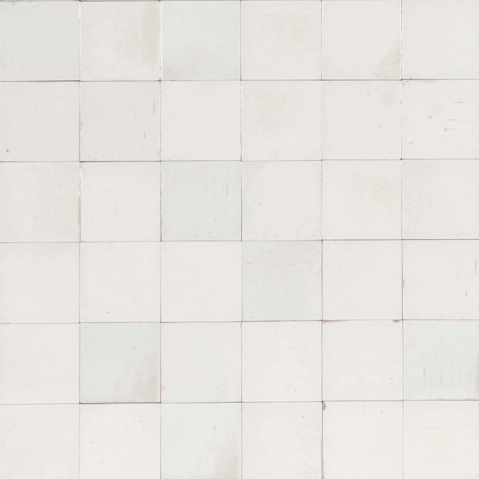 Sicily Bianco White Gloss Zellige Cushioned Edge Porcelain Tile 100x100mm
