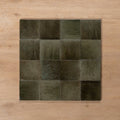 Sicily Grigio Charcoal Gloss Cushioned Edge Porcelain Tile 100x100mm Straight Pattern - The Blue Space