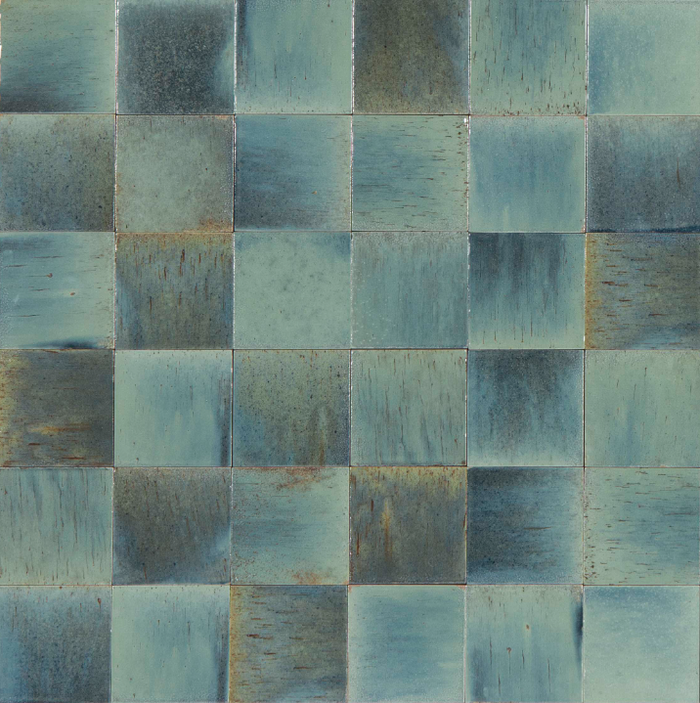 Sicily Turchese Blue Gloss Zellige Cushioned Edge Porcelain Tile 100x100mm