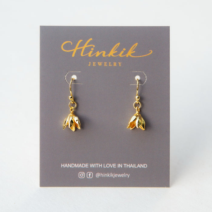 Single Pikul Flower (Spanish Cherry) Earrings – 18K Gold Color (Nickel Free) ✨