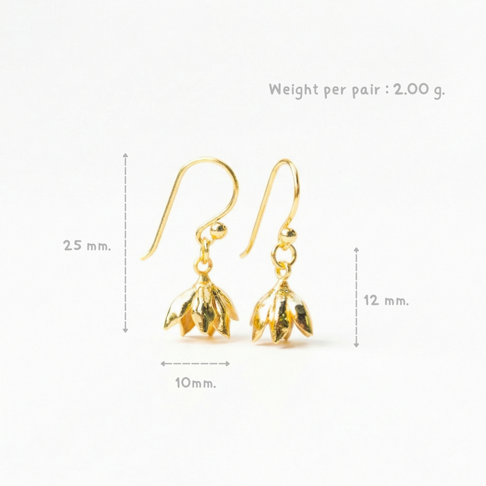 Single Pikul Flower (Spanish Cherry) Earrings – 18K Gold Color (Nickel Free) ✨