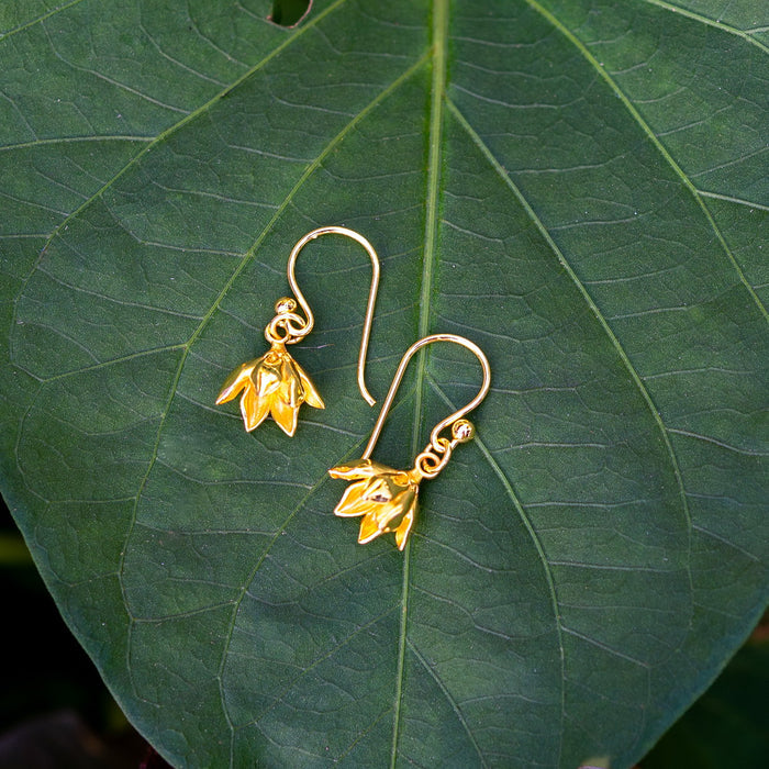 Single Pikul Flower (Spanish Cherry) Earrings – 18K Gold Color (Nickel Free) ✨