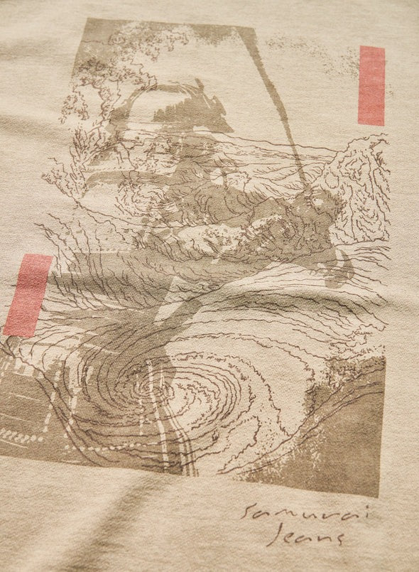 SJST25-106 Aged Cotton Inlay Loopwheel T-Shirt "RASEN" - OLIVE