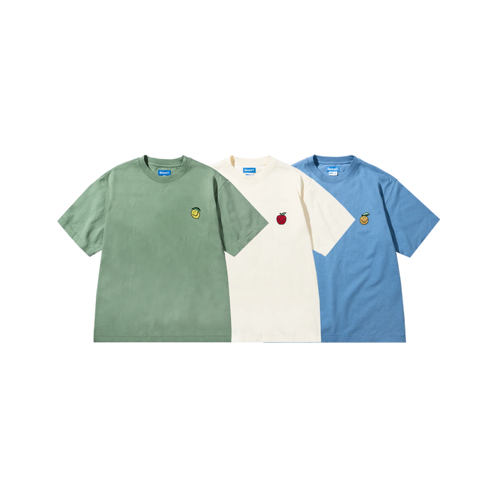 SMILEY FRUIT T-SHIRT 3-PACK - BASIL /BUTTER-CREAM/SKY BLUE