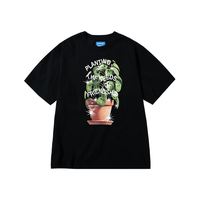 SMILEY SEEDS OF FRIENDSHIP T-SHIRT - BLACK