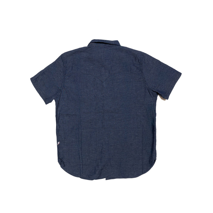 SS-2225-1 HEATHER CHAMBRAY CURVED POCKET SHIRT S/S - HEATHER INDIGO