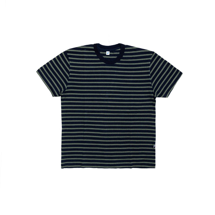SS-5407-2 HEAVYWEIGHT STRIPED TEE L/S - INDIGO X OLIVE