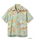 SS39414 RAYON HAWAIIAN SHIRT “THE TRIANGULAR FIGHT” - GREEN