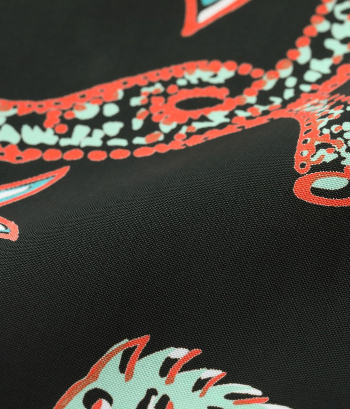 SS39417 RAYON HAWAIIAN SHIRT “BUG EYED FISH” - BLACK