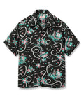 SS39429 RAYON HAWAIIAN SHIRT “AGE OF DISCOVERY” - BLACK