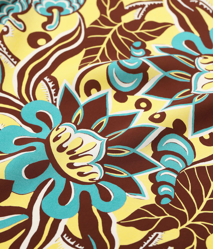 SS39430 RAYON HAWAIIAN SHIRT “FLOWER FIELD BORDER” - BROWN