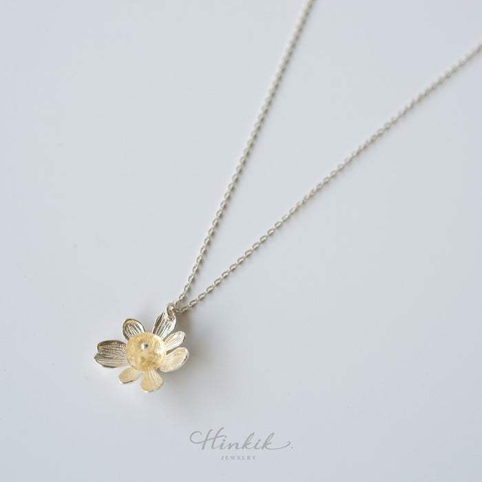 Sterling Silver 925 Necklace with Wild Orchid Pendant &amp; Citrine Gemstone