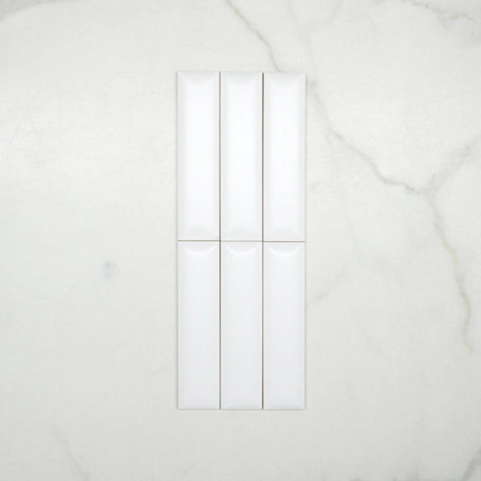 Faces No Hand Sunset Bianco White Satin Dune Ceramic Tile 50x200mm  - The Blue Space