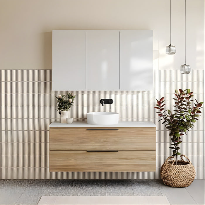 Timberline Nevada Plus Wall Hung Vanity with Above Counter Basin in Woodgrain Finish - The Blue Space