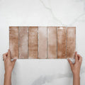 Looks With Hand Terracotta Leon Spanish Subway Tile Gloss 69 x 240mm Ceramic  - The Blue Space