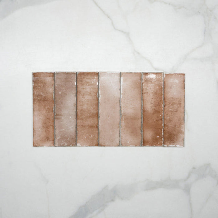 No Hand Terracotta Leon Spanish Subway Tile Gloss 69 x 240mm Ceramic  - The Blue Space