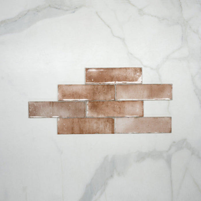 Pattern No Hand Terracotta Leon Spanish Subway Tile Gloss 69 x 240mm Ceramic  - The Blue Space