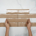 Pattern With Hand Terracotta Theo Subway Tile 75 x 400mm Italian Porcelain  - The Blue Space