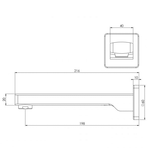 Teva Wall Bath Outlet 200mm Chrome Phoenix Builders Range