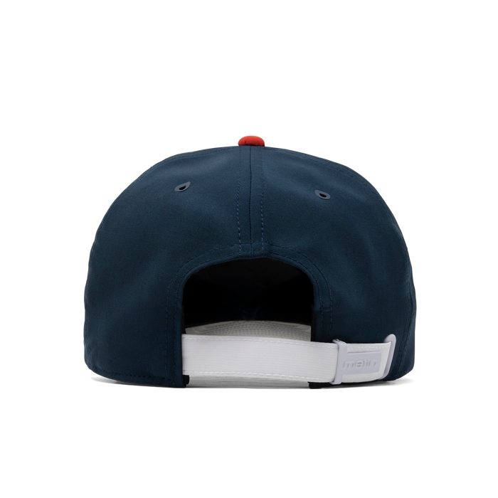 The back view of the melin The Legend Americana Hydro Performance Dad Hat in white / red / navy