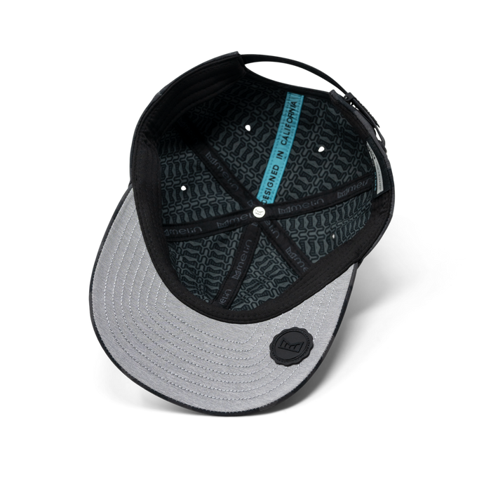 The inside view of the melin The Legend Hydro  Performance Dad Hat in  Black Camo