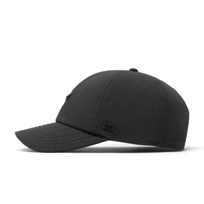 The side view of the melin The Legend Hydro  Performance Dad Hat in  Black