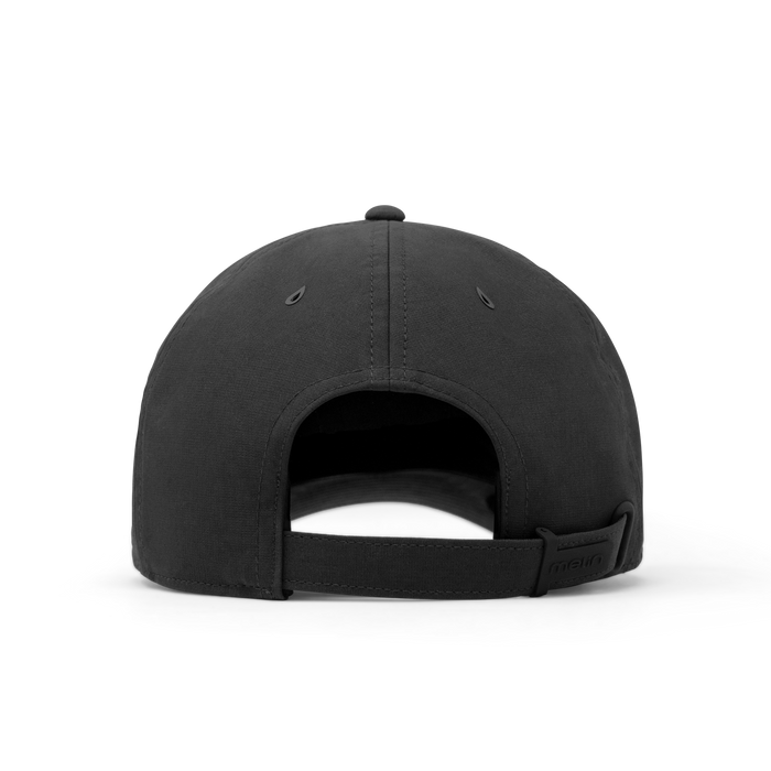 The back view of the melin The Legend Hydro  Performance Dad Hat in  Black