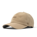 The angled view of the melin The Legend Hydro Performance Dad Hat in dark khaki