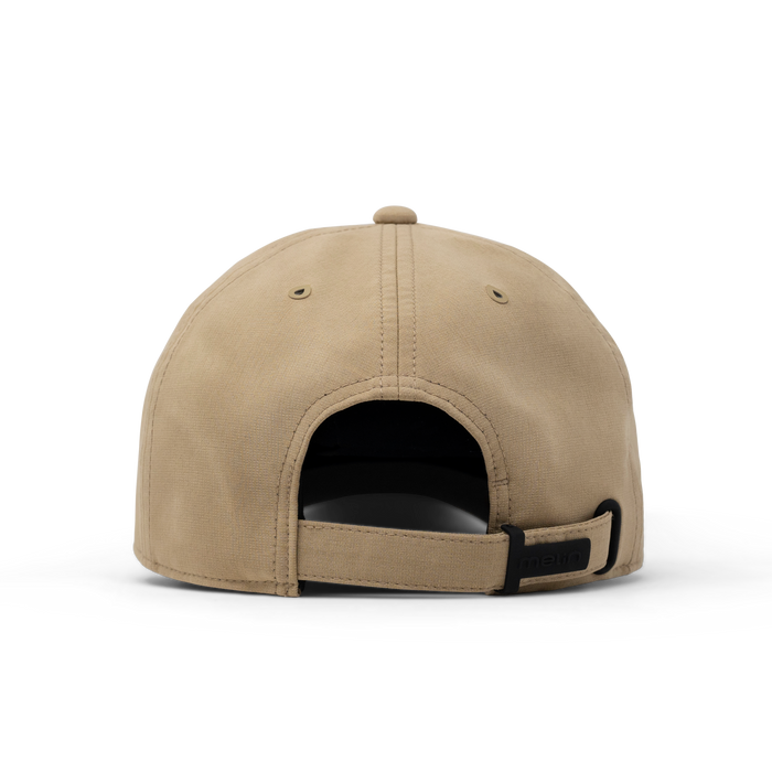 The back view of the melin The Legend Hydro Performance Dad Hat in dark khaki