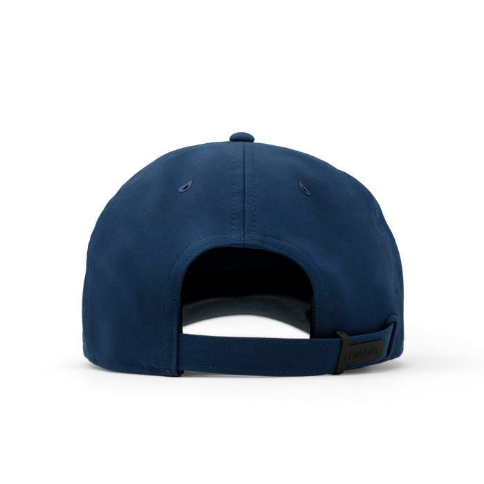 The back view of the melin The Legend Hydro Performance Dad Hat in navy
