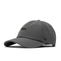The front, angled view of the melin The Legend Hydro  Performance Dad Hat in  Pewter