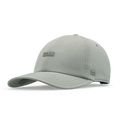 Sage gray baseball cap with embroidered brand logo on front and side patches.