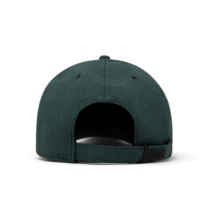 The back view of the melin The Legend Hydro  Performance Dad Hat in Shady Glade Heather