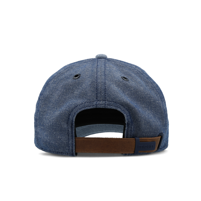 The back view of the melin The Legend Mill United Performance Dad Hat in chambray