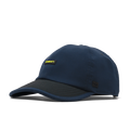 The front, angled view of the melin Performance Dad Hat The Legend MPH Hydro in  Black Iris / Black