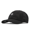 The angled view of the melin The Legend Packable Hydro Performance Dad Hat in black