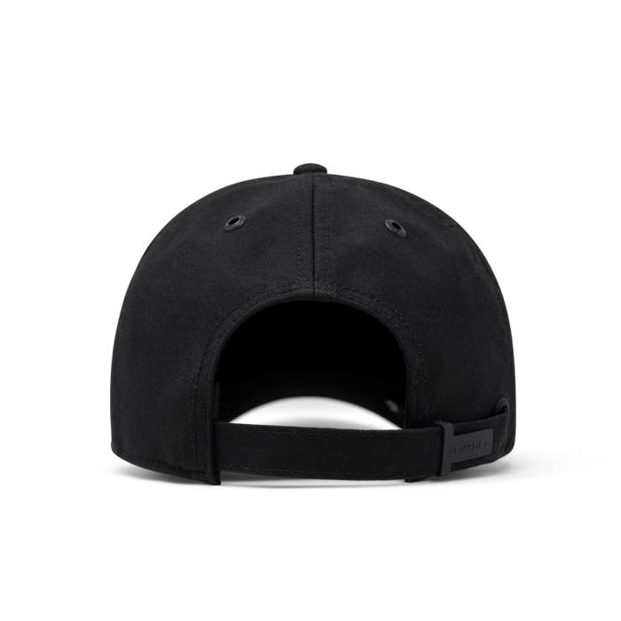 The back view of the melin The Legend Thermal  Performance Dad Hat in Black