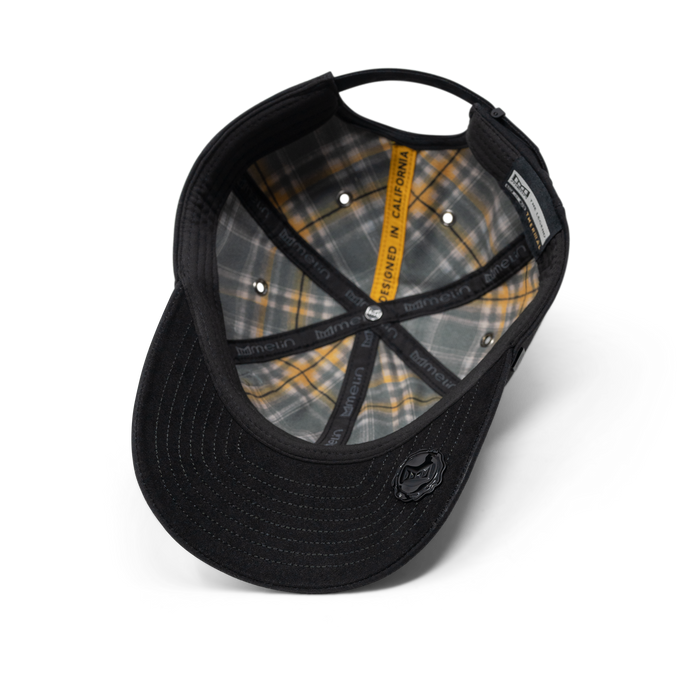 The inside view of the melin The Legend Thermal  Performance Dad Hat in Black